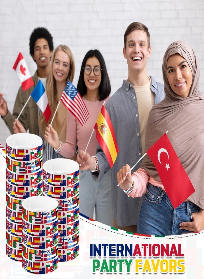 Threehoney 60 Pcs International World Country Flags Wristbands Silicone Bracelets American Flags Wristband International Sport Events Party Favor Around The World for School Office Festival Supplies - Image 5